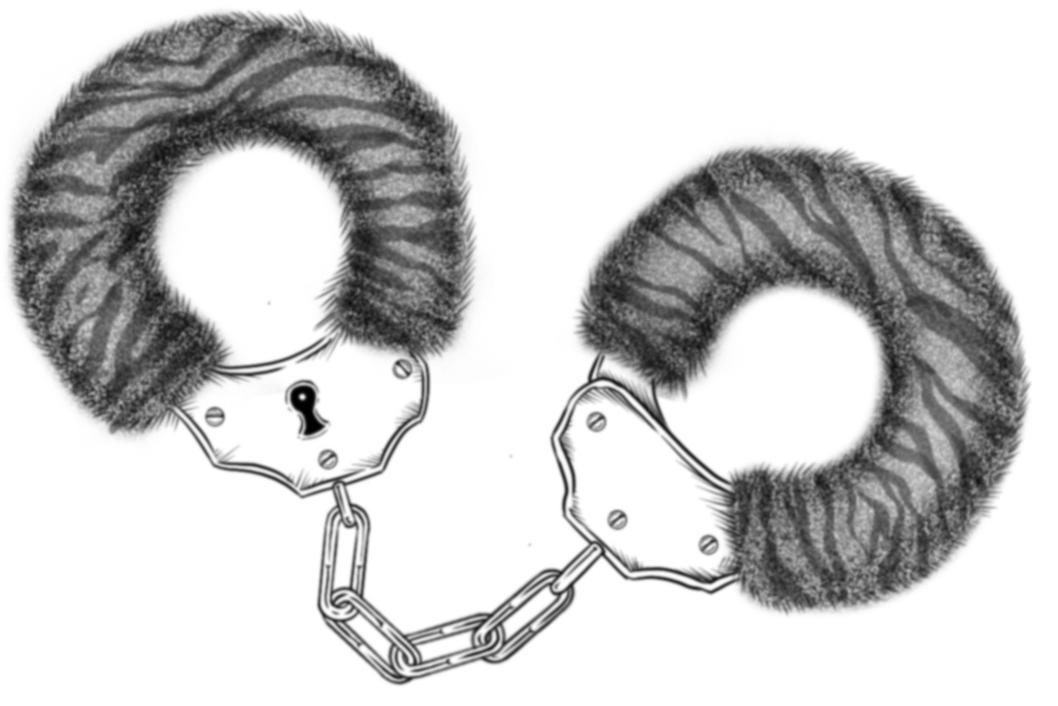 A pair of fuzzy handcuffs